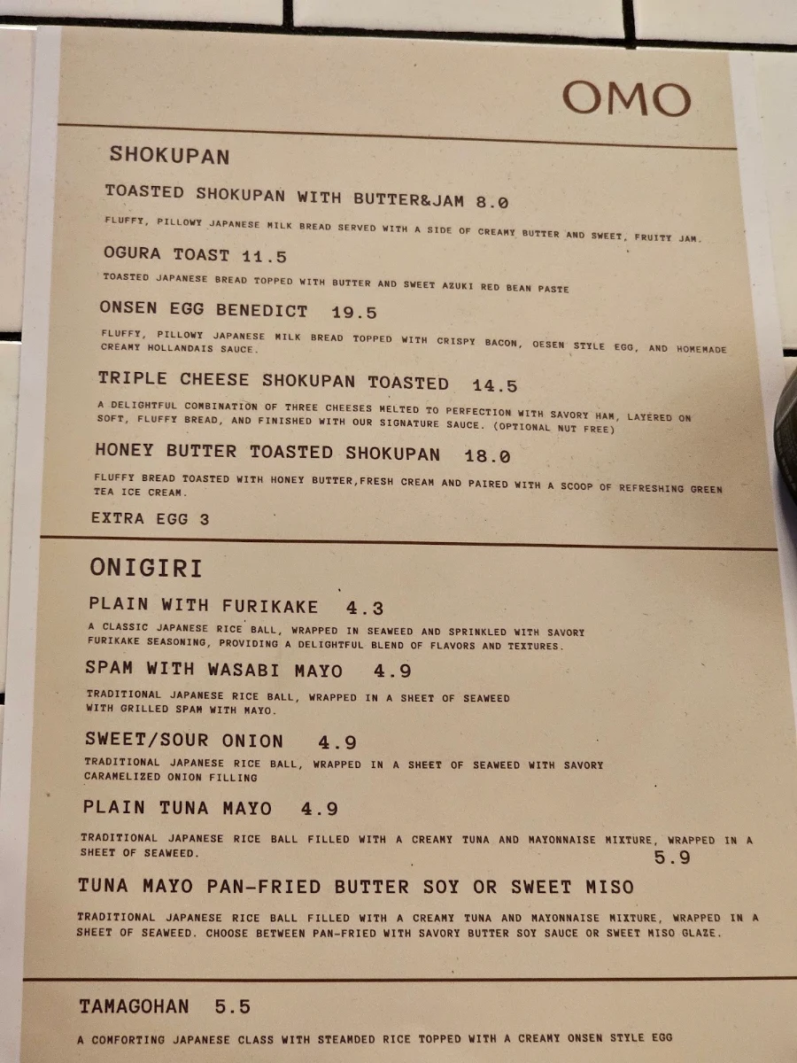 Menu, OMO