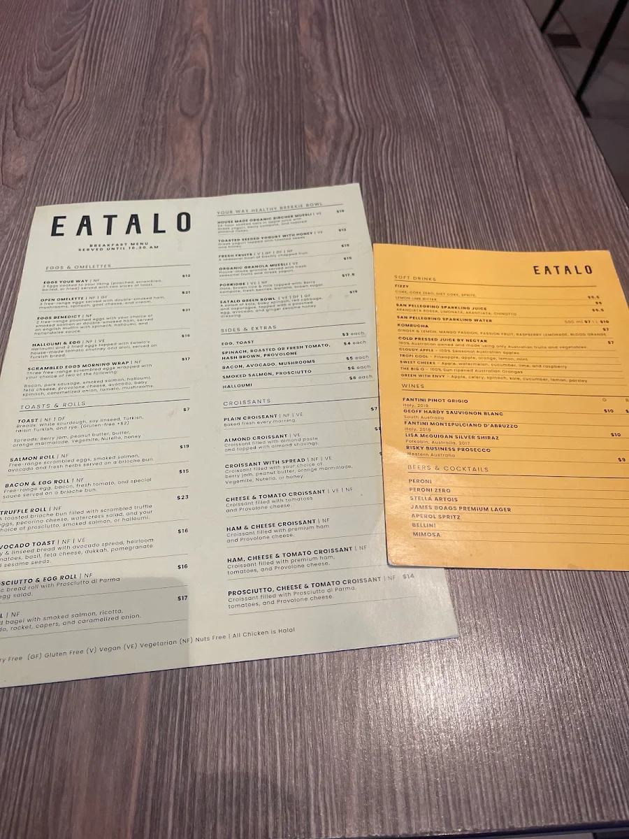 Menu, EATALO Cafe and Catering