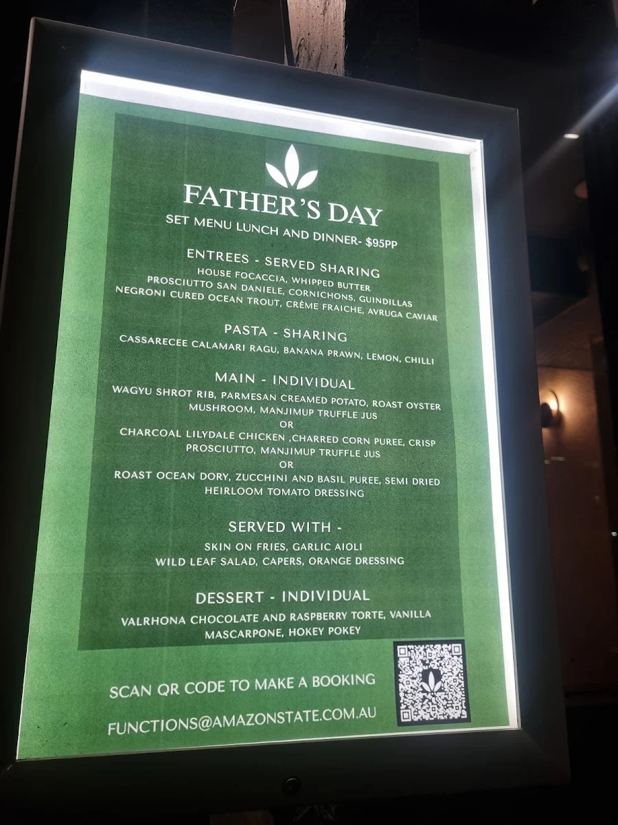 Menu, Amazon State Restaurant