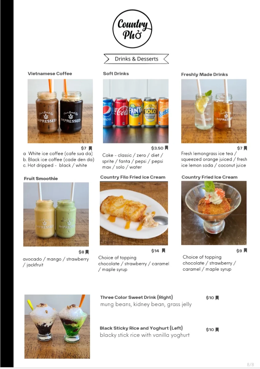 Menu, Country Pho