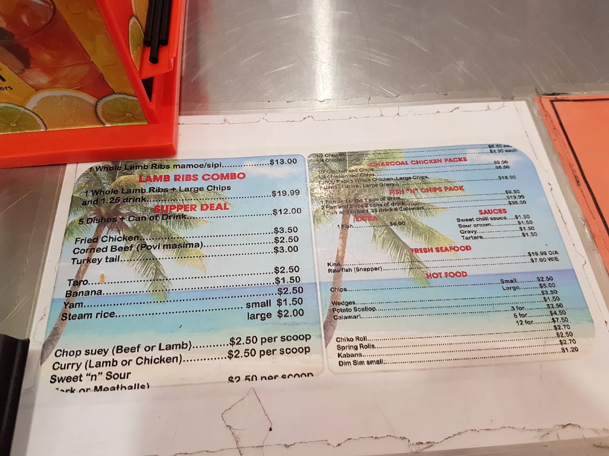 Menu, Lee Naki's Takeaway