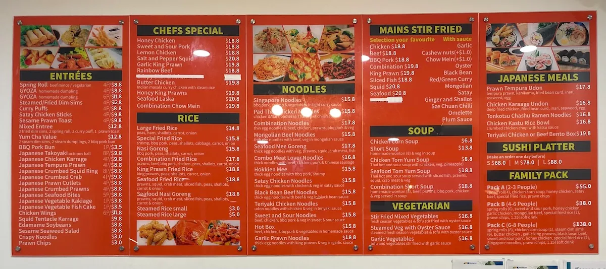 Menu, Aussie Hot Takeaway