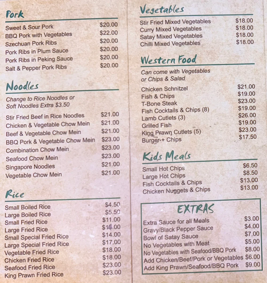 Menu, Auburn Rosnay Golf Club Bistro