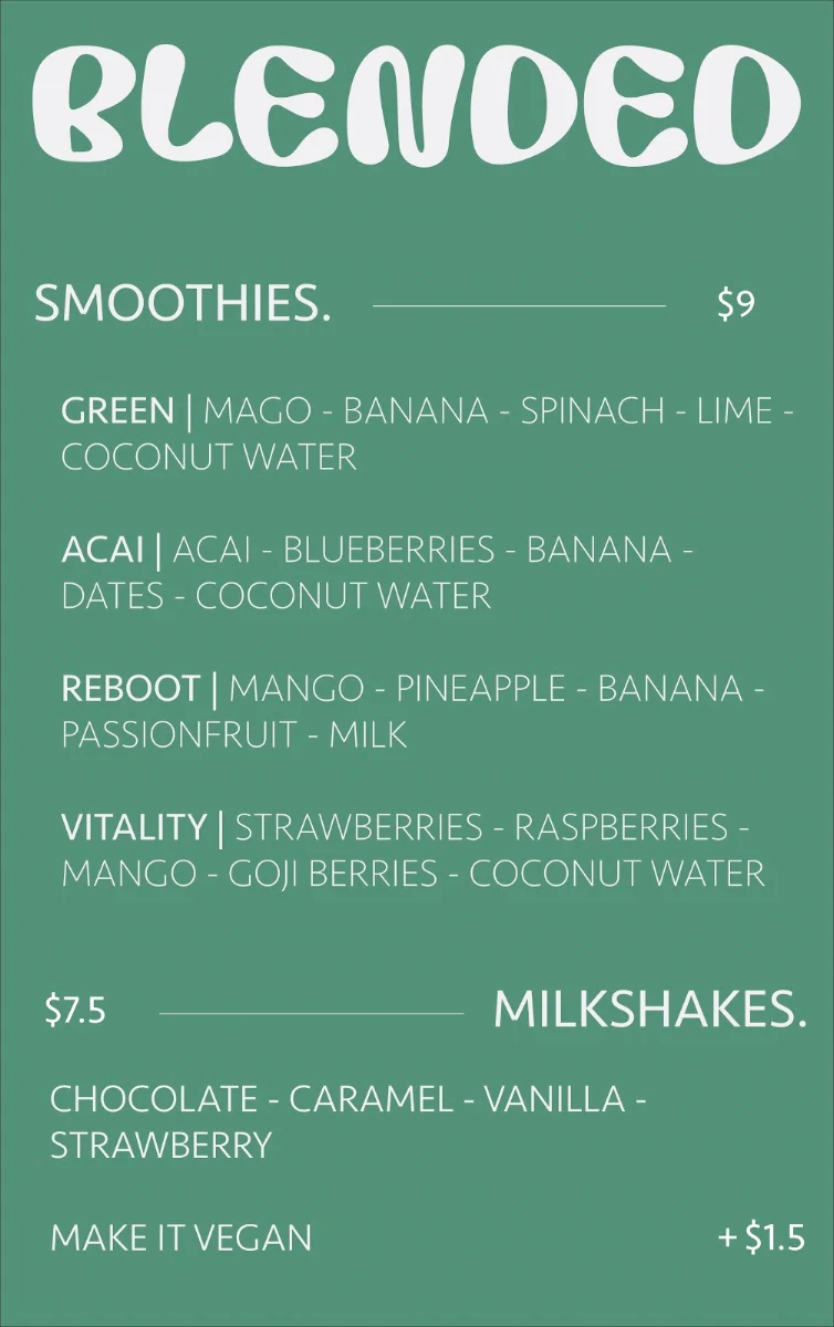 Menu, Daisy Days Coffee