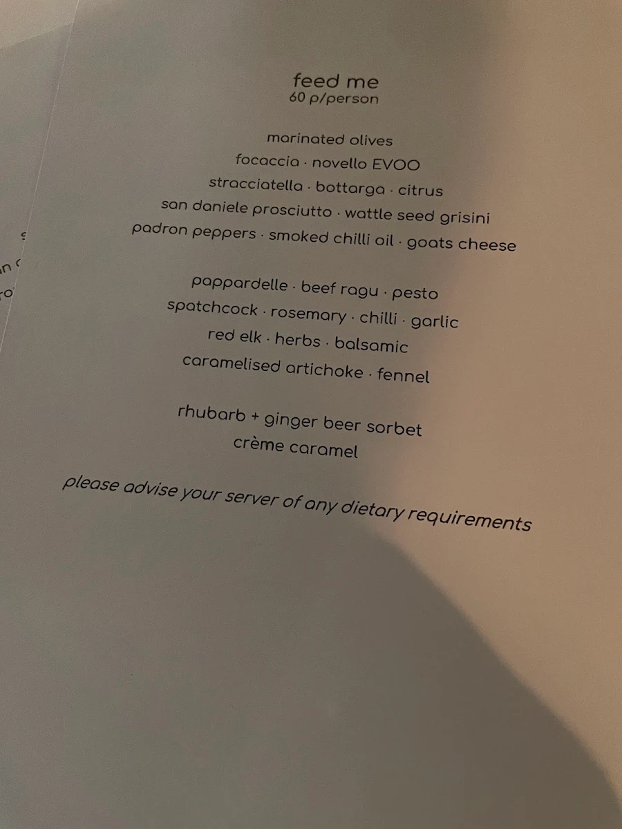 Menu, Restaurant Santino