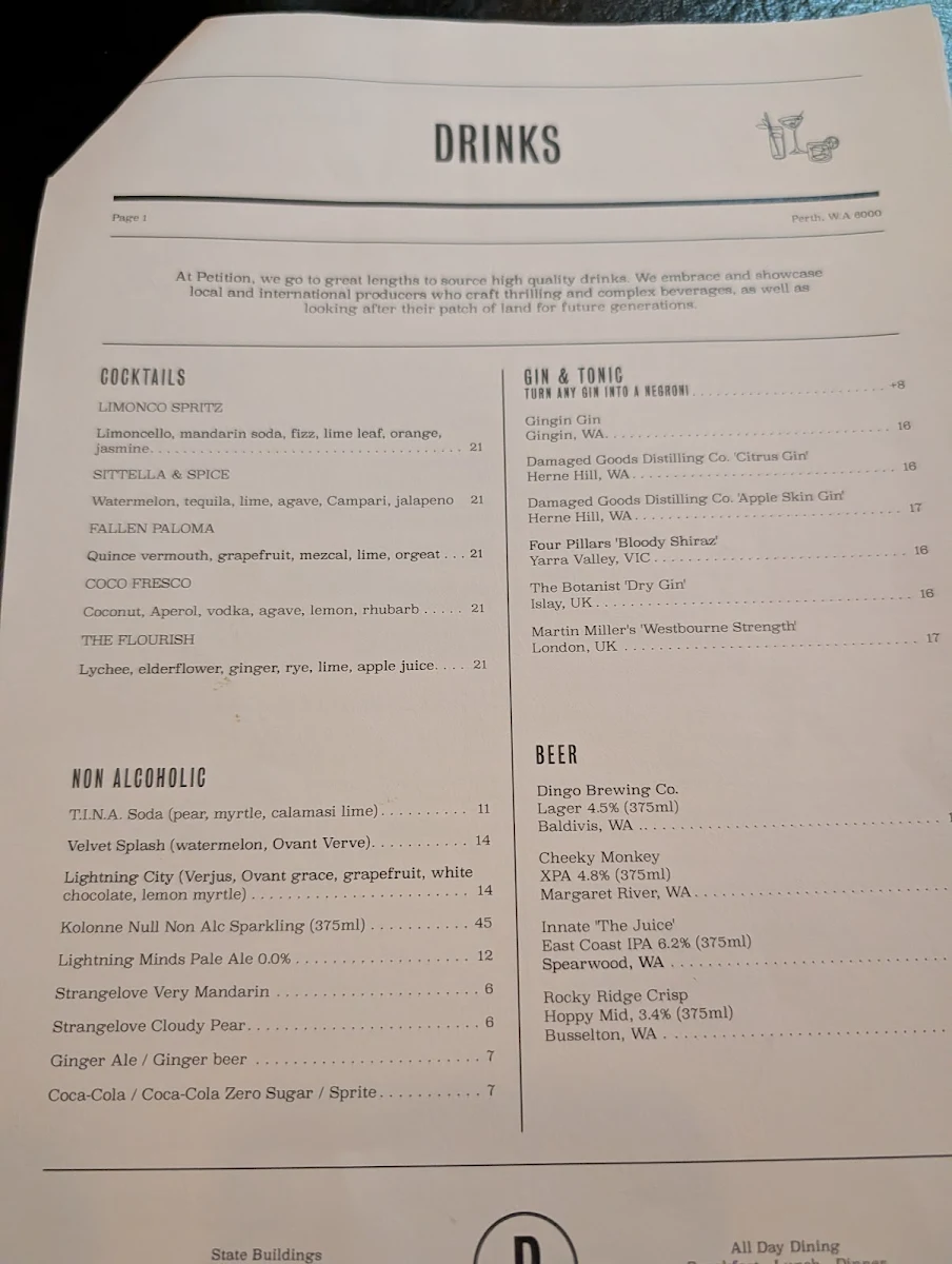 Menu, Petition