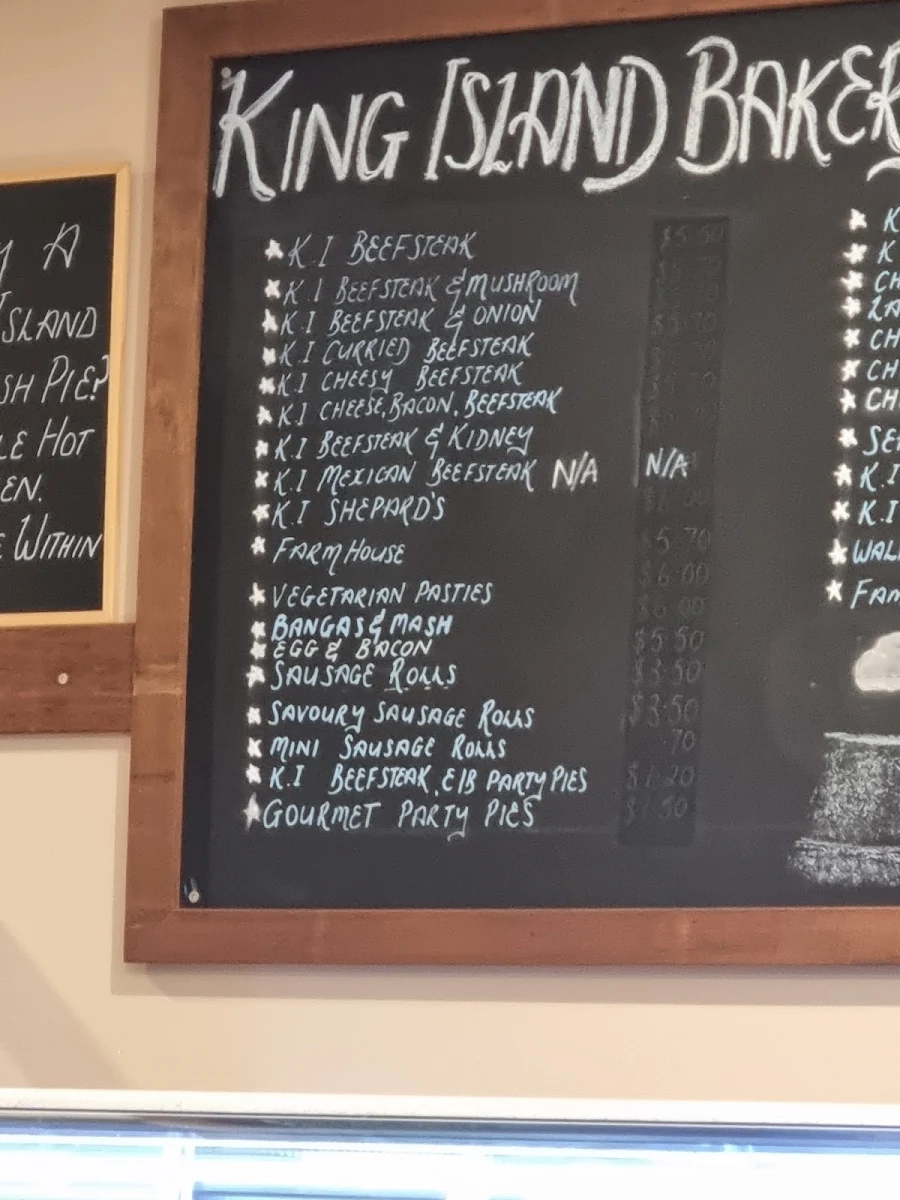 Menu, King Island Bakehouse P/L