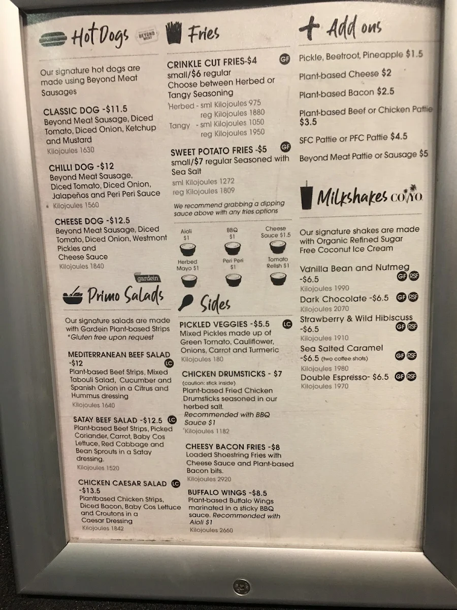 Menu, Soul Burger - Glebe