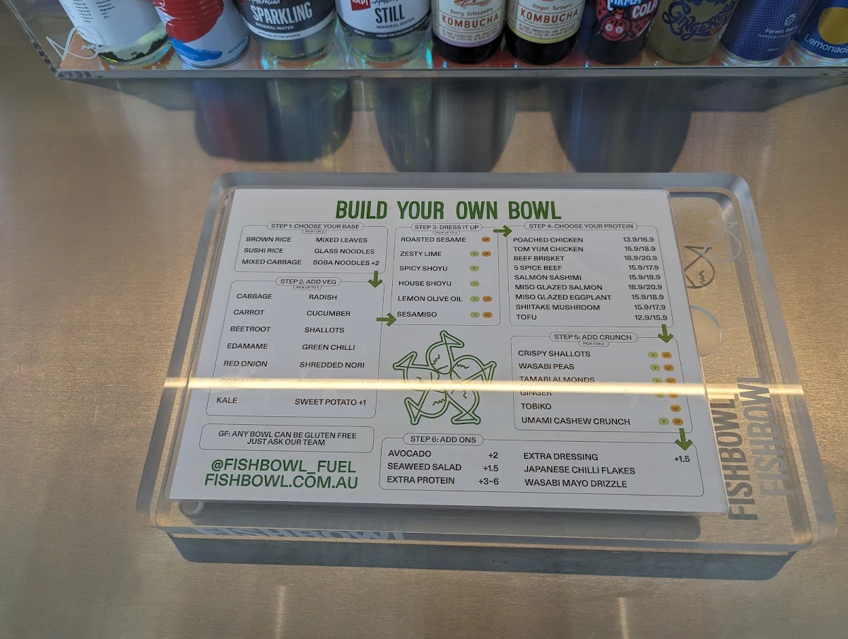 Menu, FISHBOWL - Woolloongabba