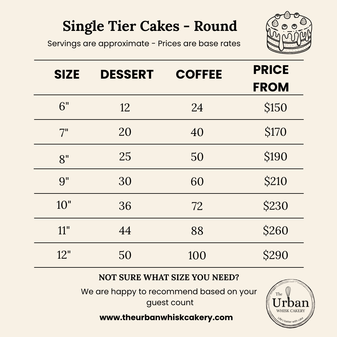 Menu, The Urban Whisk Cakery