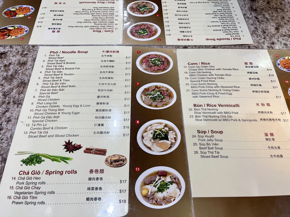 Menu, Pho Kim Long