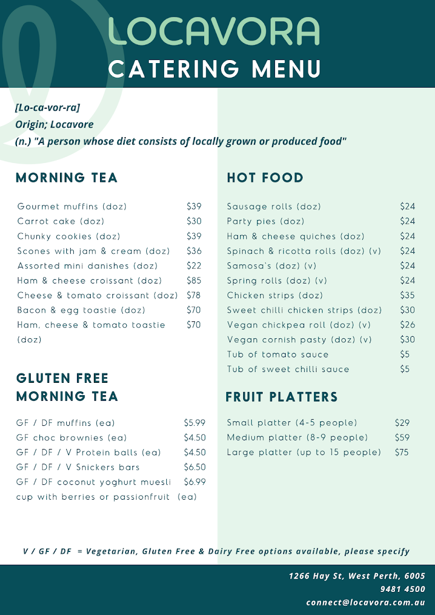 Menu, Locavora