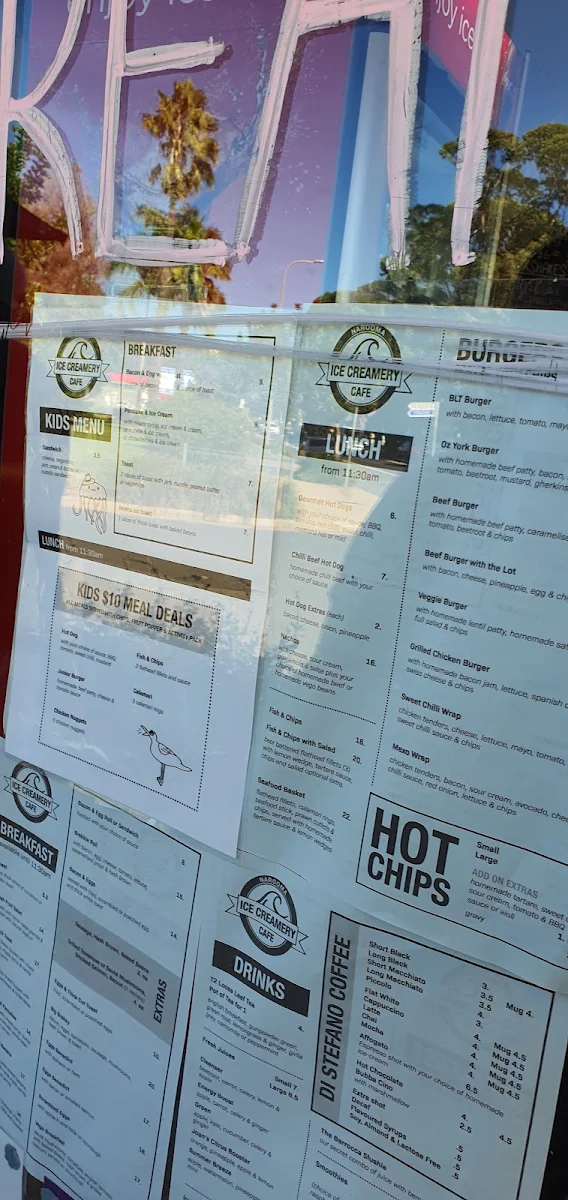 Menu, Narooma Ice Creamery Cafe