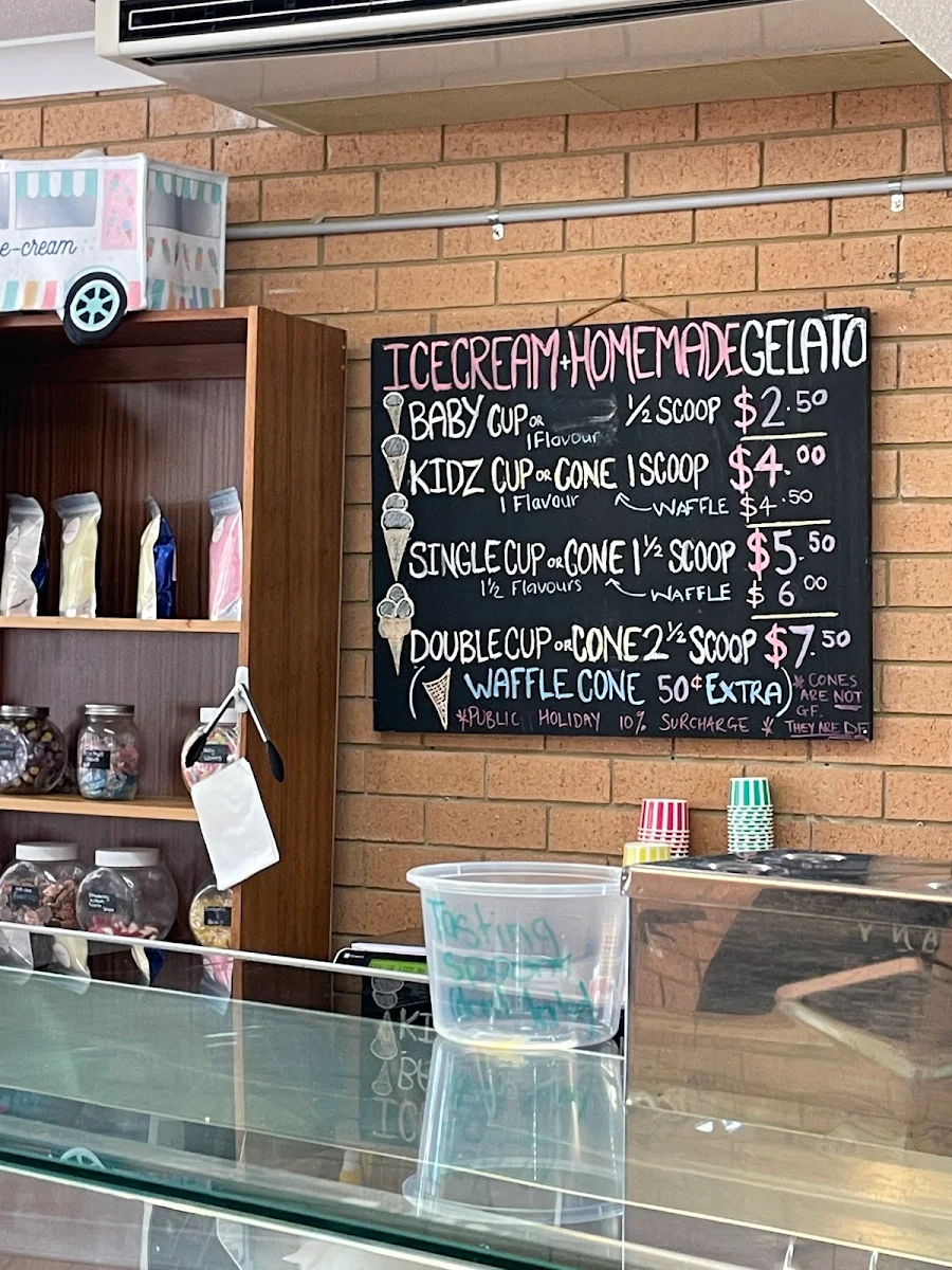 Menu, Narooma Ice Creamery Cafe