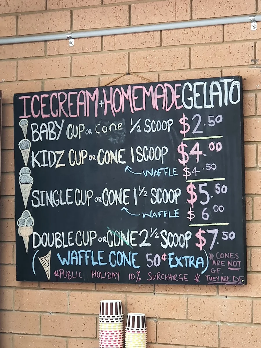 Menu, Narooma Ice Creamery Cafe