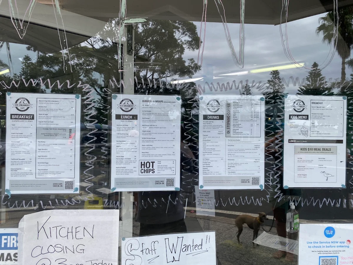 Menu, Narooma Ice Creamery Cafe