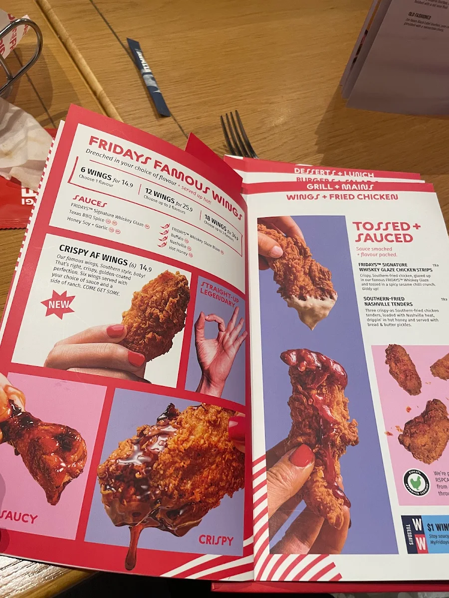 Menu, TGI Fridays Southland