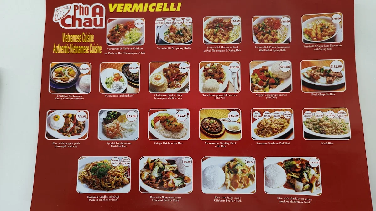 Menu, Pho A Chau