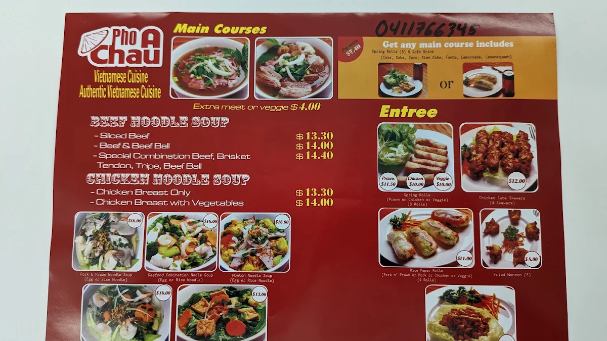 Menu, Pho A Chau