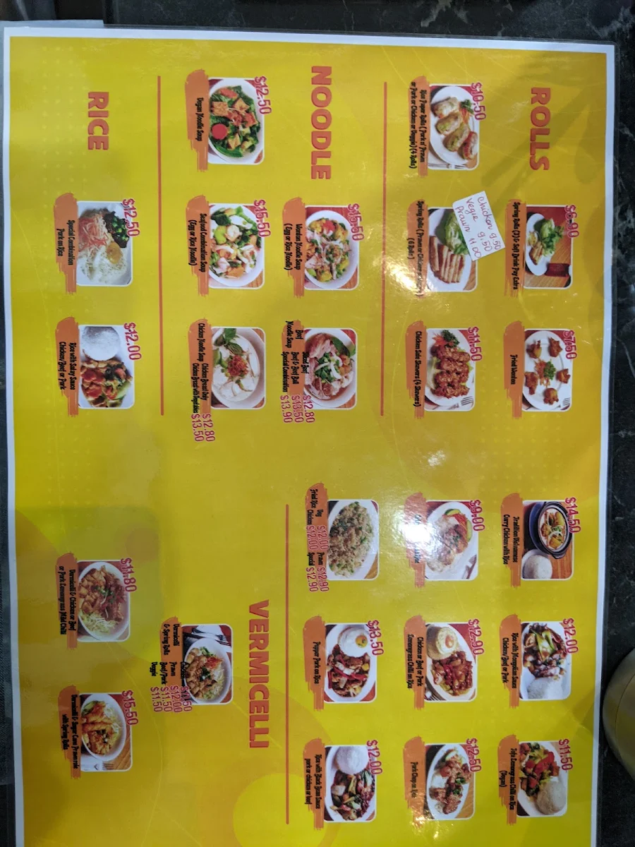 Menu, Pho A Chau