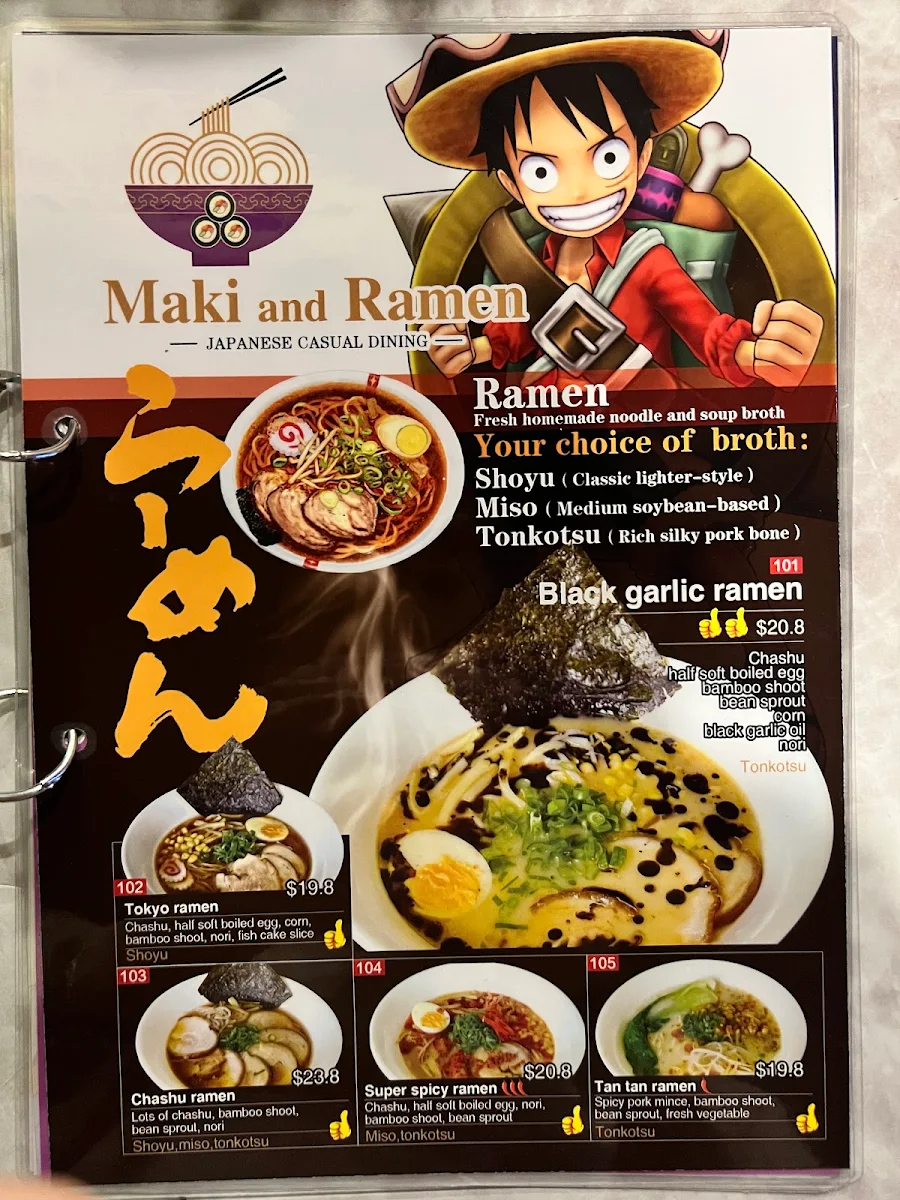 Menu, Maki and Ramen