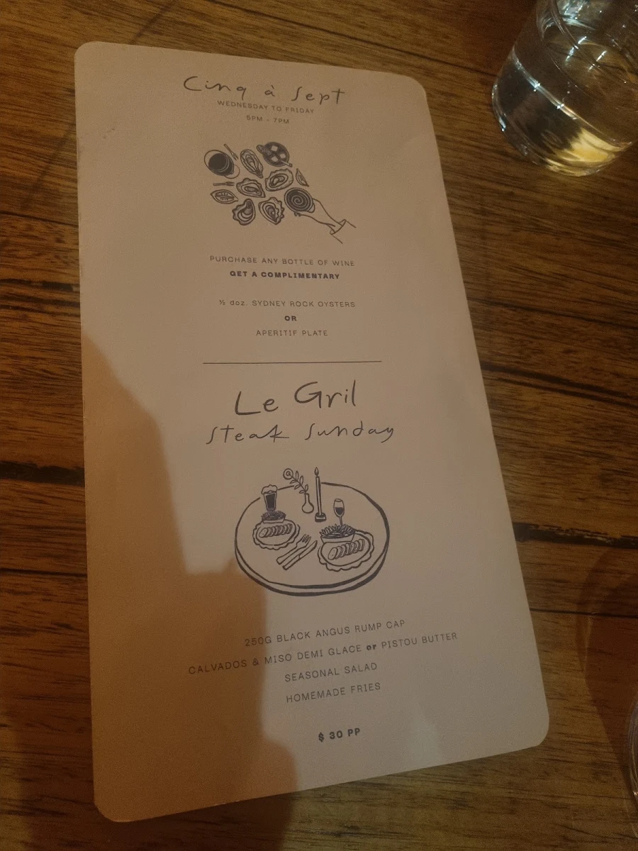 Menu, Babines