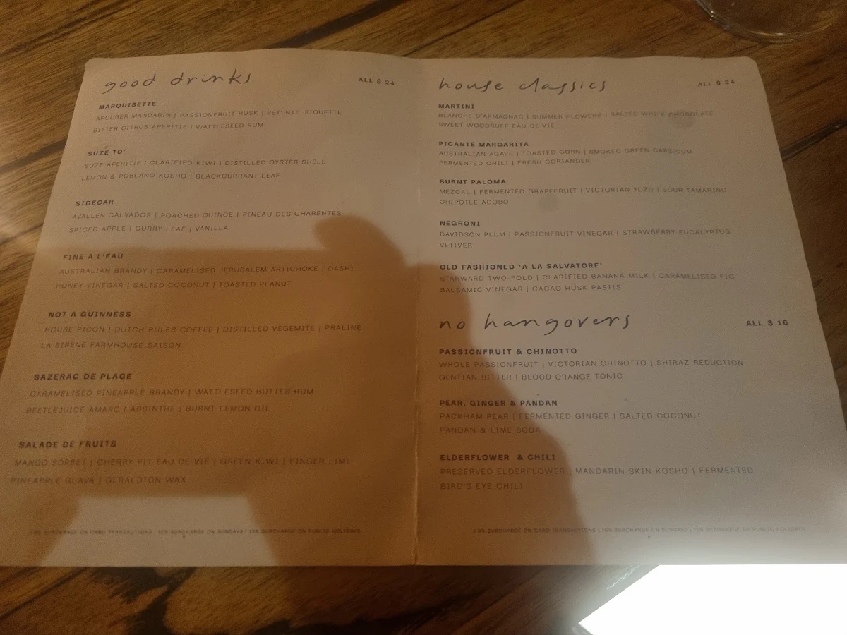 Menu, Babines