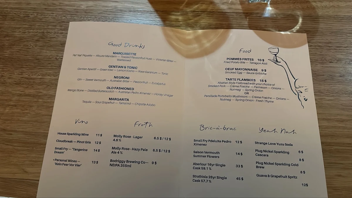 Menu, Babines