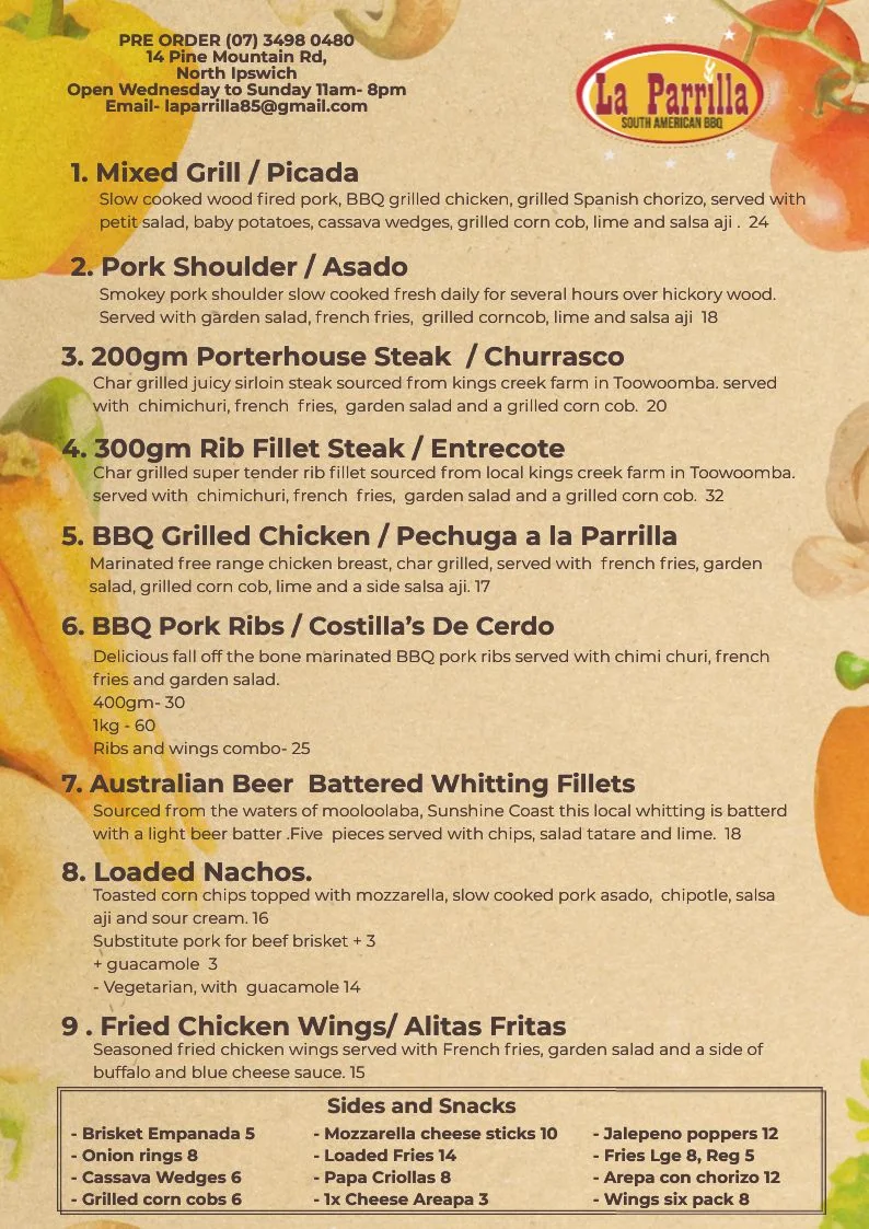 Menu, La Parrilla