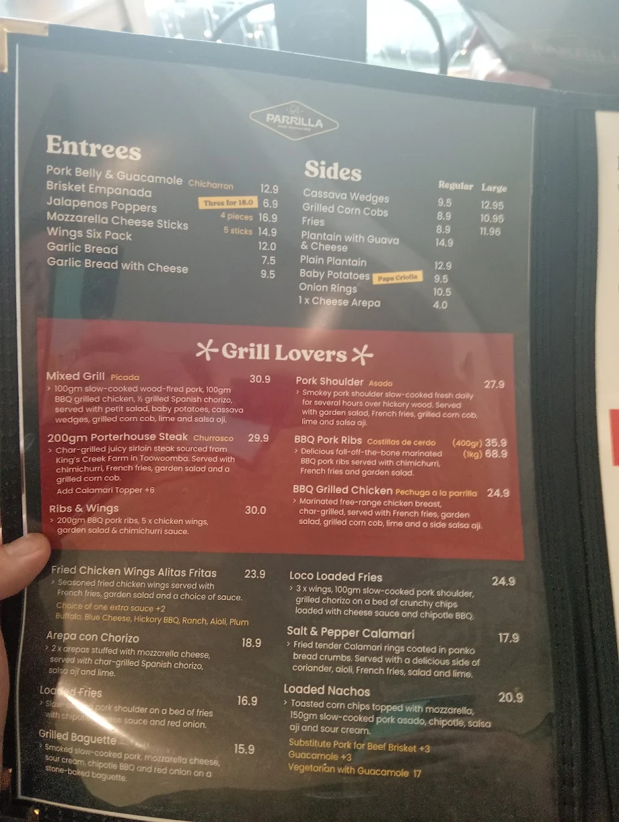 Menu, La Parrilla