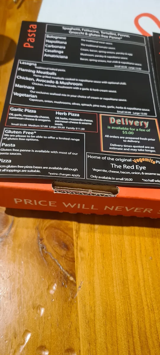 Menu, Margherita Pizza