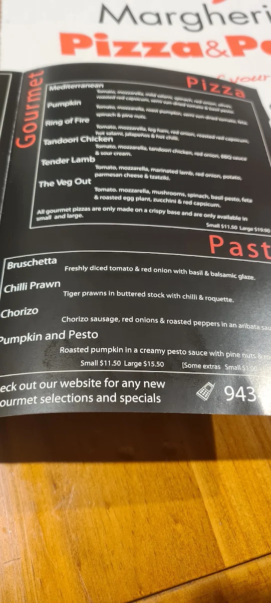 Menu, Margherita Pizza