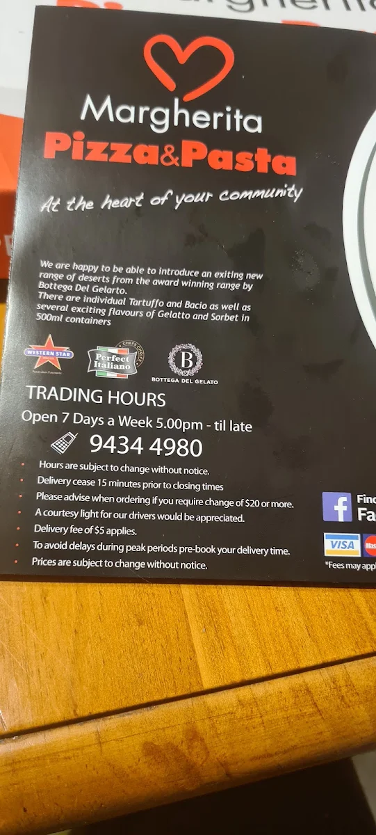 Menu, Margherita Pizza