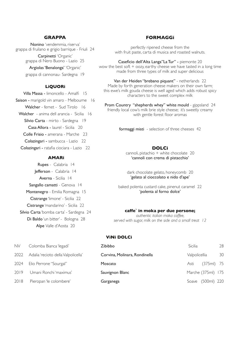 Menu, Bau Bau Dining