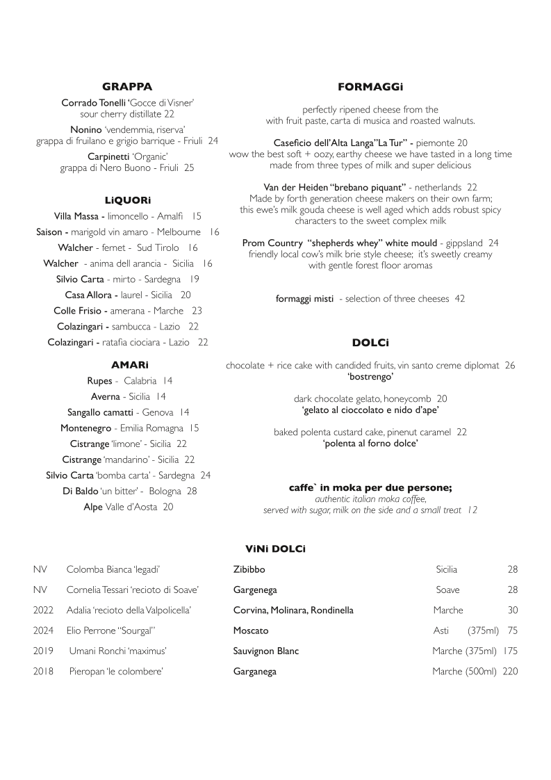 Menu, Bau Bau Dining