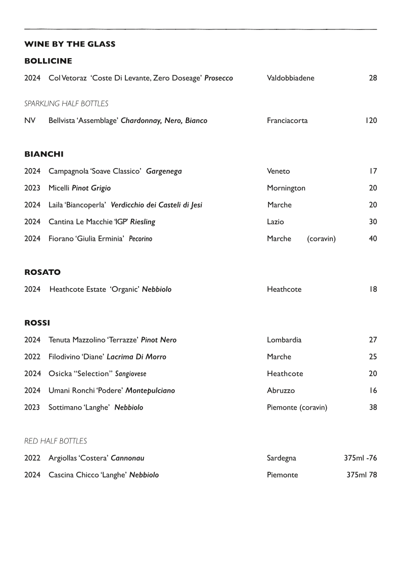 Menu, Bau Bau Dining