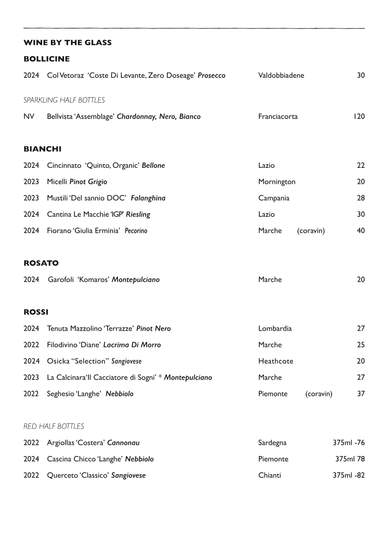 Menu, Bau Bau Dining