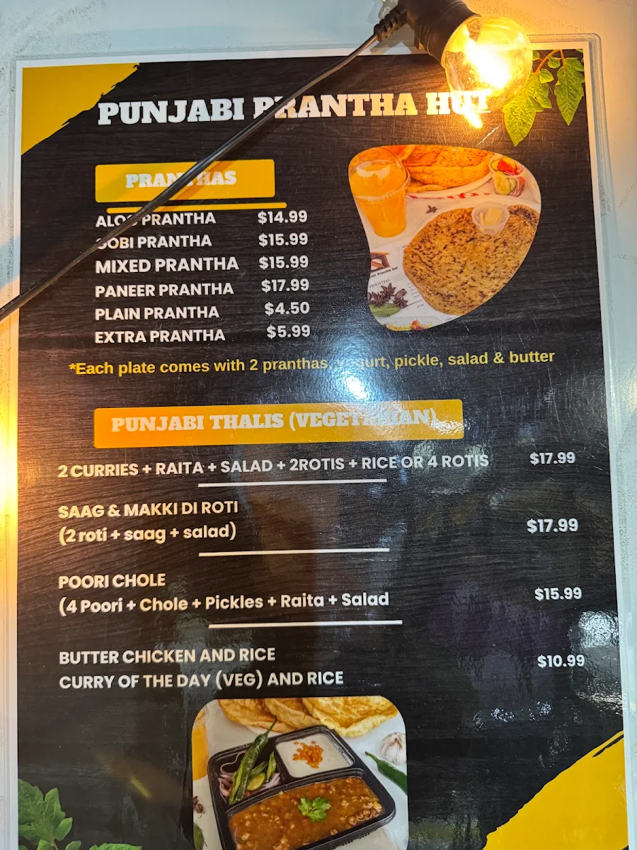 Menu, PUNJABI PRANTHA HUT