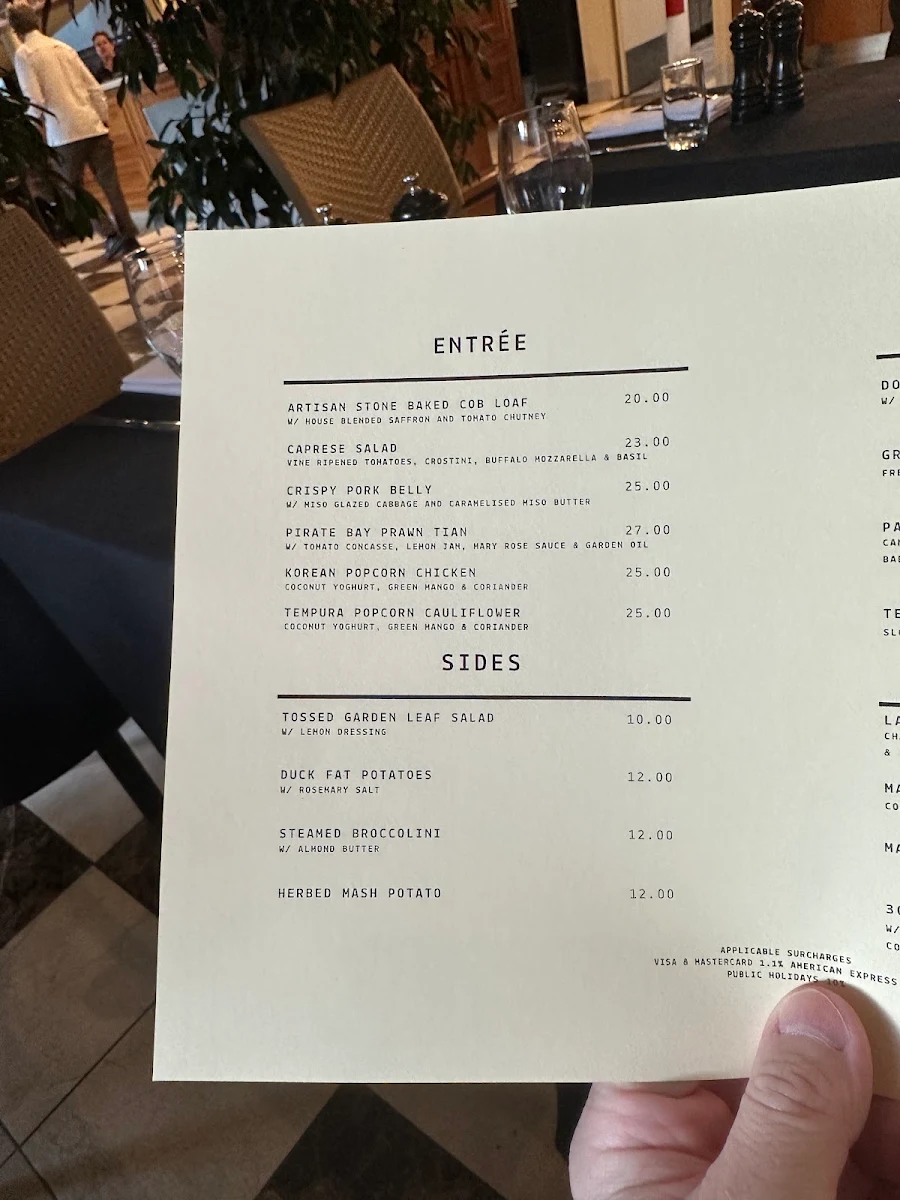 Menu, The Oakroom at Batman's