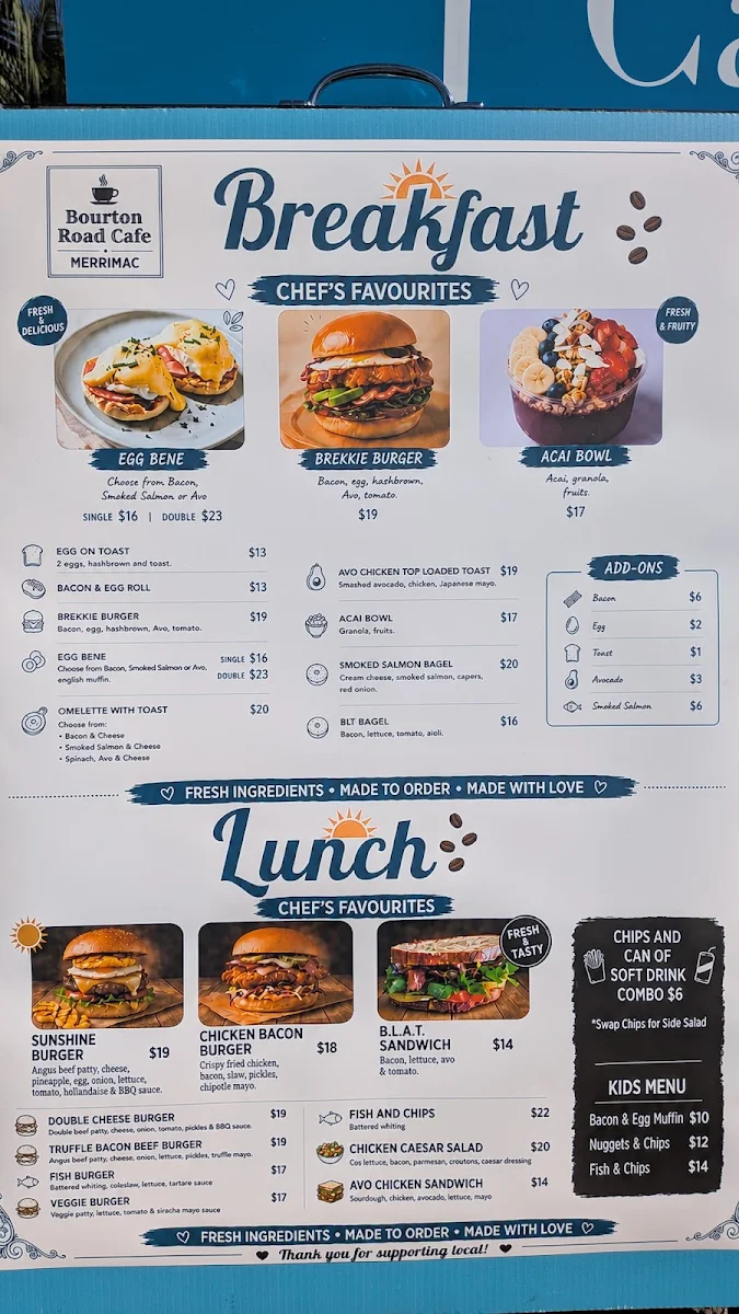 Menu, Bourton Road Cafe