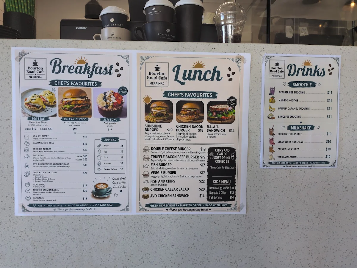 Menu, Bourton Road Cafe