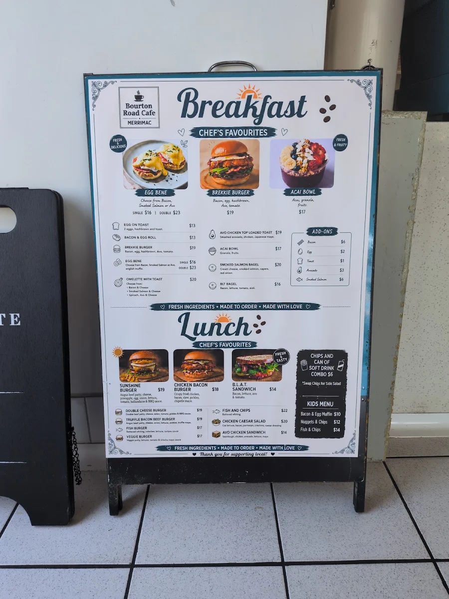 Menu, Bourton Road Cafe