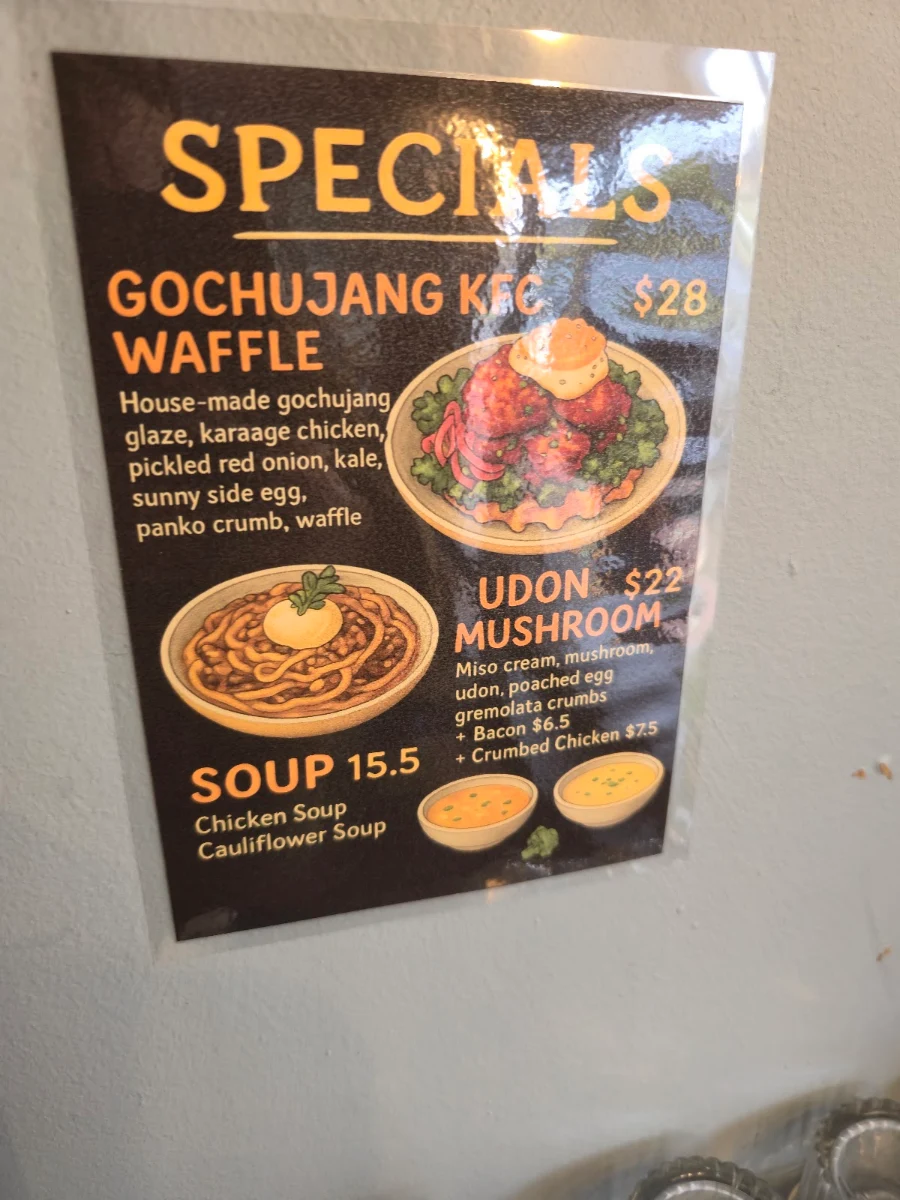 Menu, SPILL THE BEANS CAFE