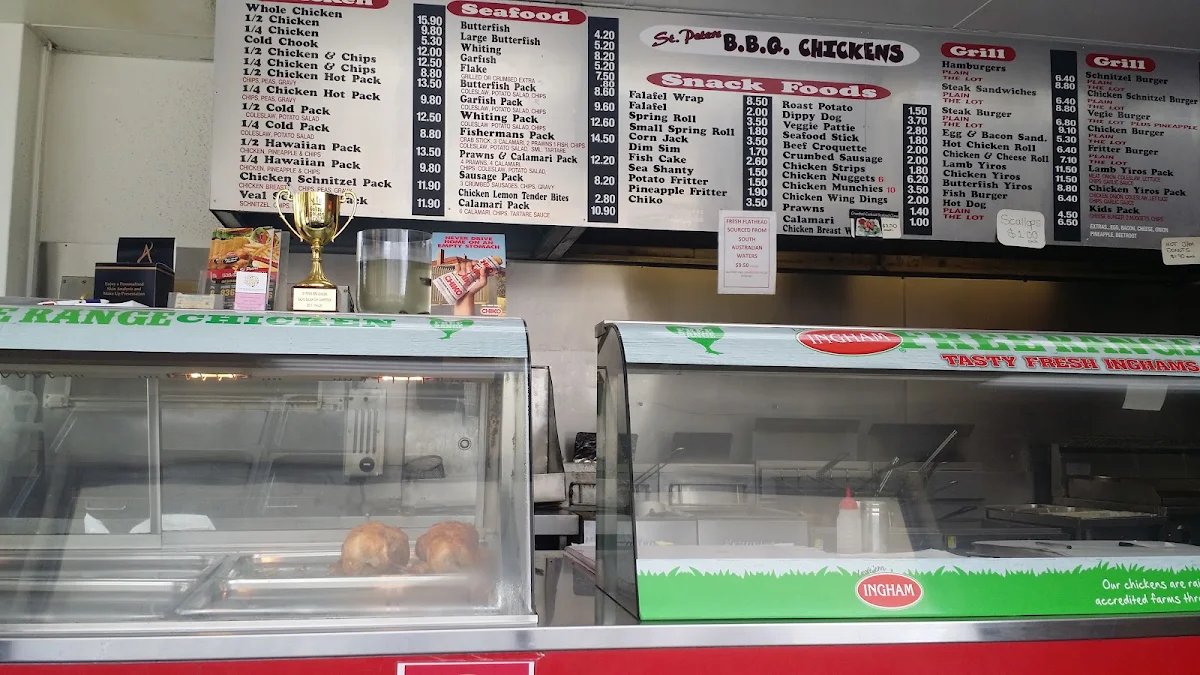 Menu, ST Peters BBQ Chickens & Seafood