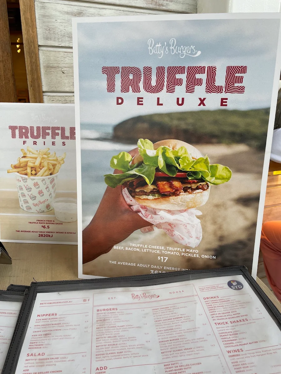 Menu, Betty's Burgers