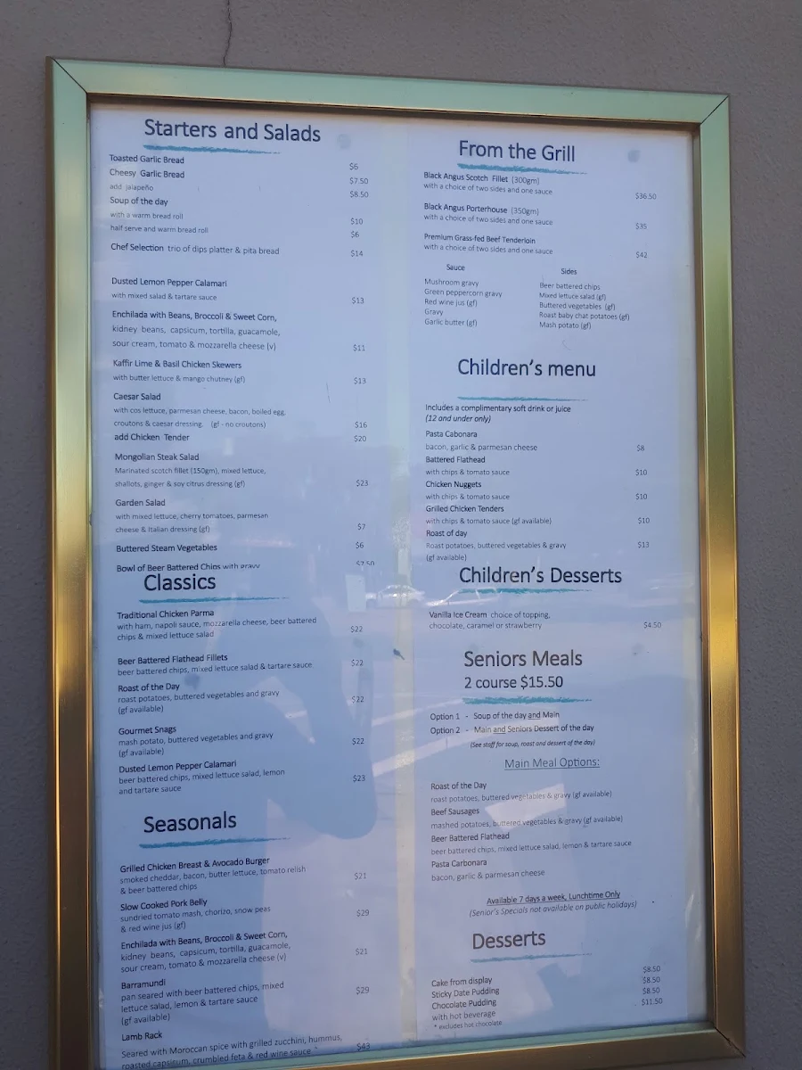 Menu, Nagambie Rowing Club