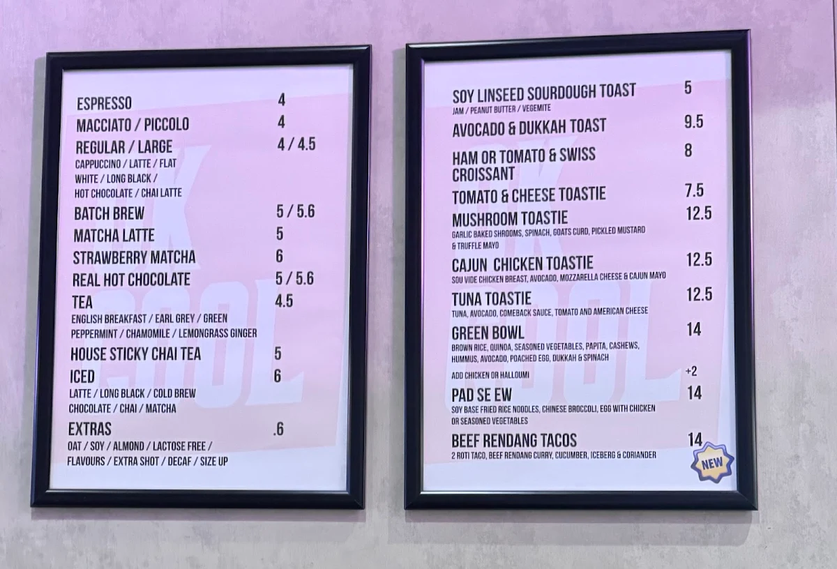 Menu, Ok Cool