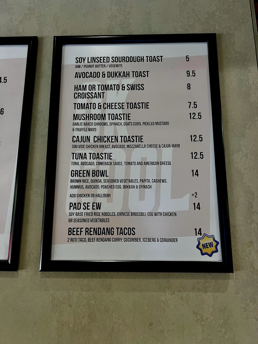 Menu, Ok Cool