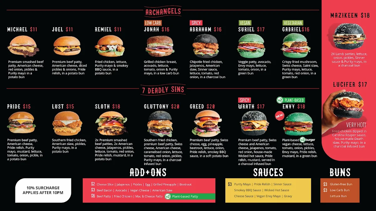 Menu, Burgertory (Caroline Springs)
