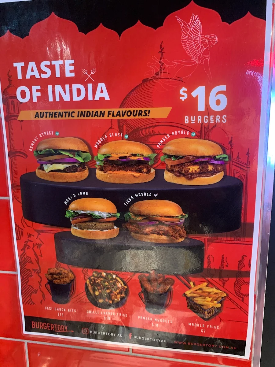 Menu, Burgertory (Caroline Springs)